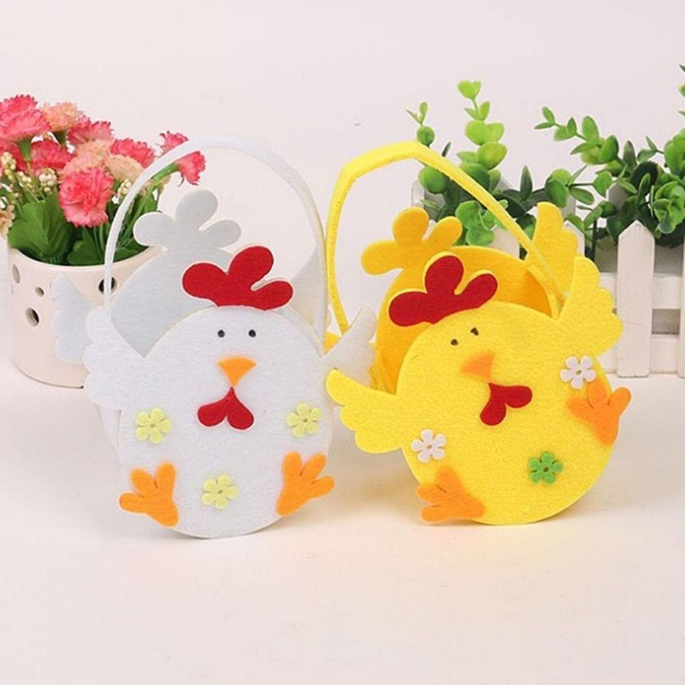 Cute Easter Felt Basket Colorful Chicken Tote Bag Rabbit Egg Basket  Children Gifts