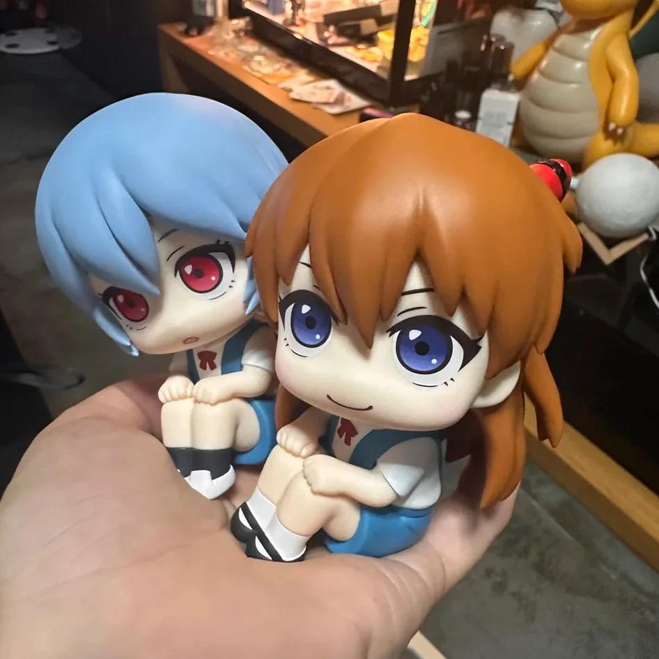 10CM Anime Evangelion Ayanami König Figur Souryuu Asuka Langley Aufschau Eva Sitzendes Modell Spielzeugpuppe Actionfigur PVC Ornament