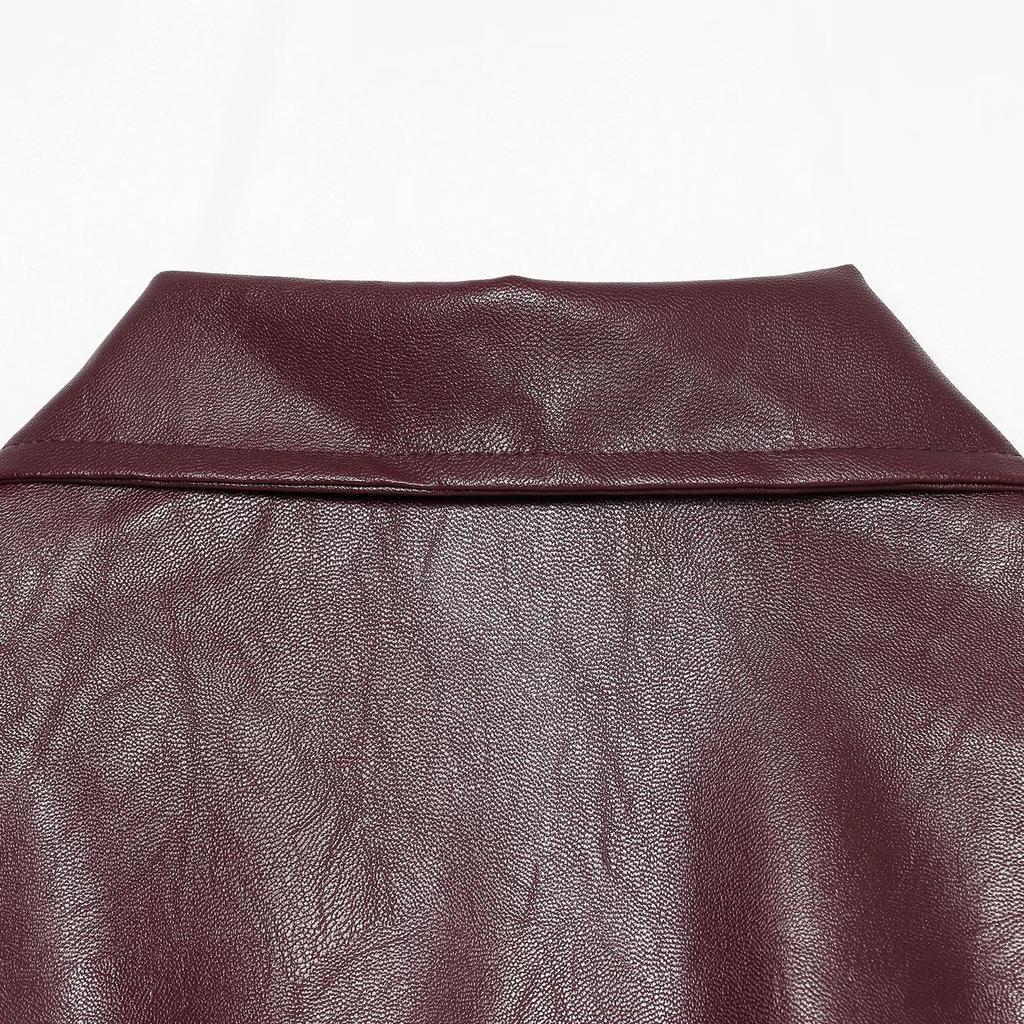 2026 Summer New European and American Cross-border Women's Clothing Street Fashion Imitation Leather Flight Jacket Jacket W063 001