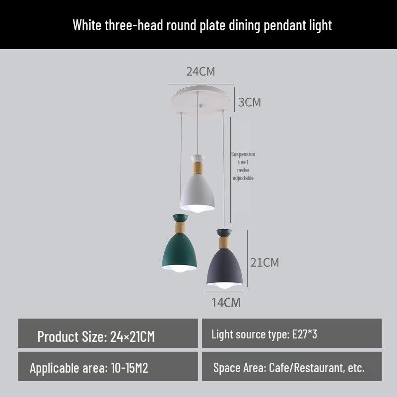 Nordic Three-Head Macaron Pendant Light - Modern Dining Table/Bar Counter Fixture