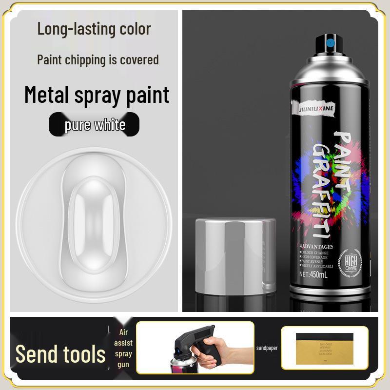 Rustproof Metallic Hand-Spray Paint: Anti-Corrosion, High-Temperature, Waterproof, White Refinishing for Rust Removal