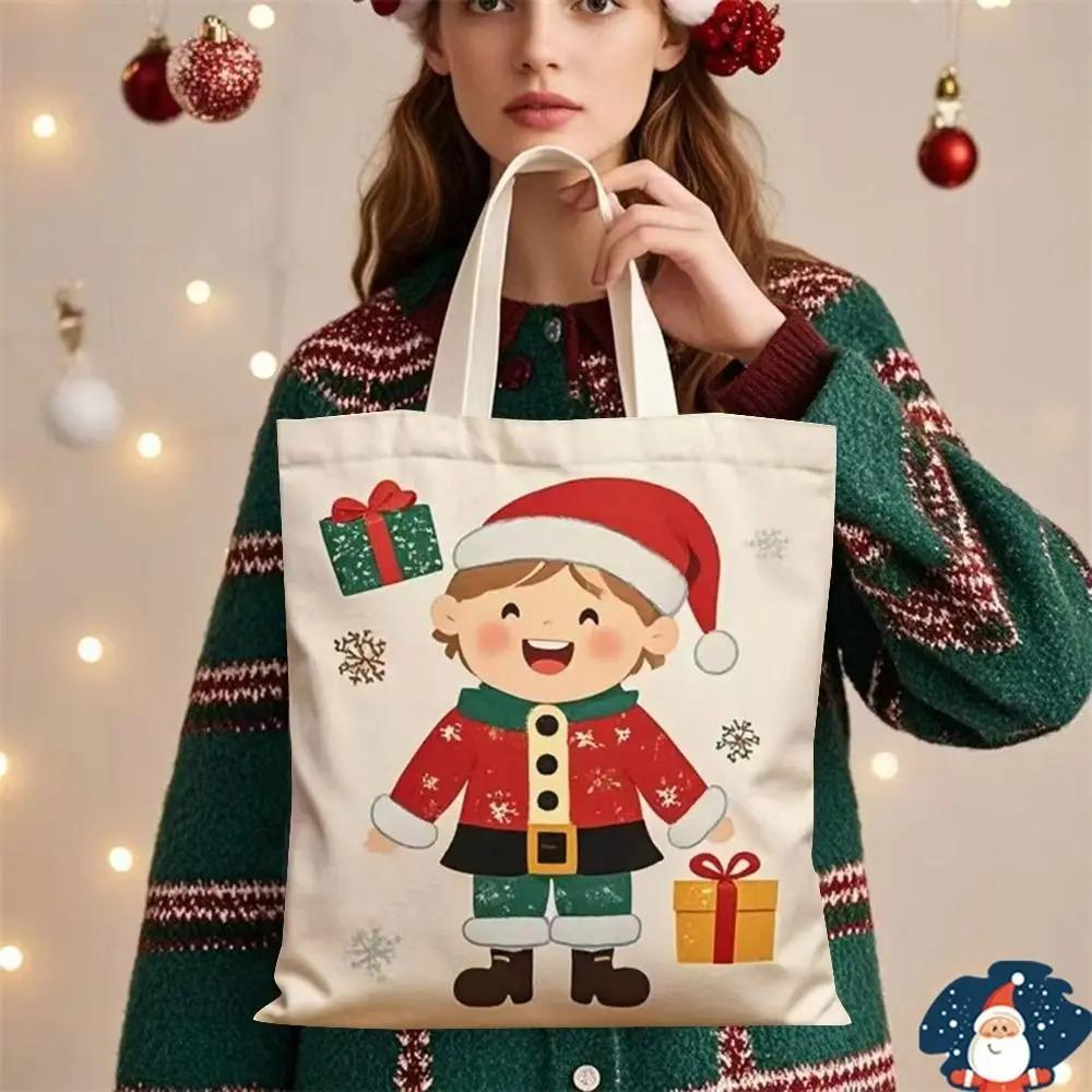 Large Capacity Christmas Canvas Gift Bag Cartoon Merry Christmas Decor  Home New Year Decor