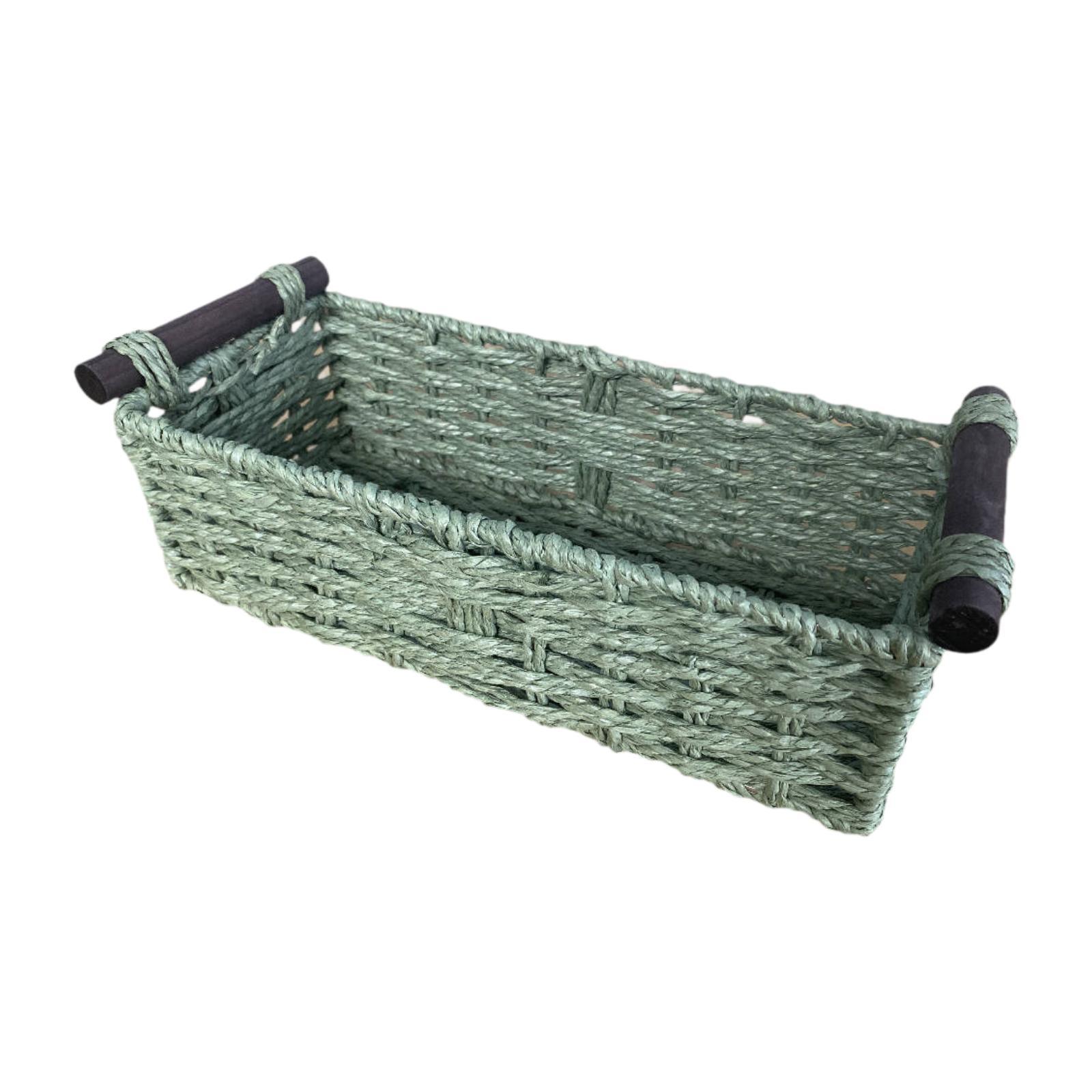 

Storage Basket Decorative Shelf Basket Handwoven Container Cabinet Organizer Bin зелёный