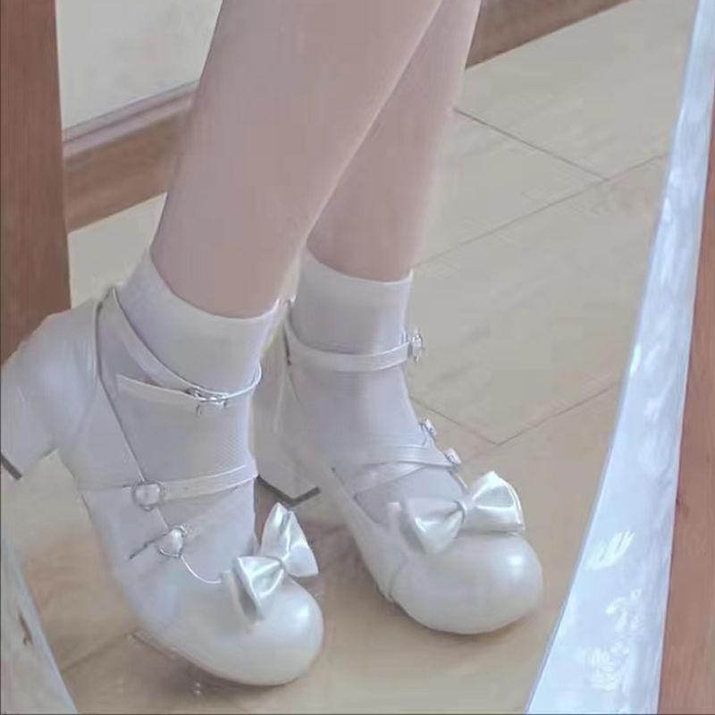 French Elegant High Heels 2025 Women Chunky Heels Mary Jane Round Head Japanese Cute Lolita Shoes Student Jk Dress Leather Shoes