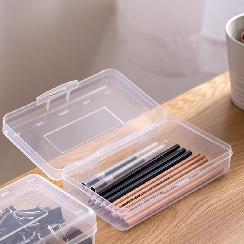 Transparent Pencil Box Hard Plastic Pencil Case Crayon Pen Box Sketch Pencil Case Stacking Office Supplies Organizer Box