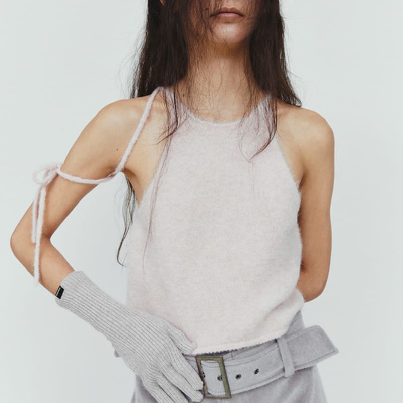 DIAGONAL GLITTERING GLOVES (silver)