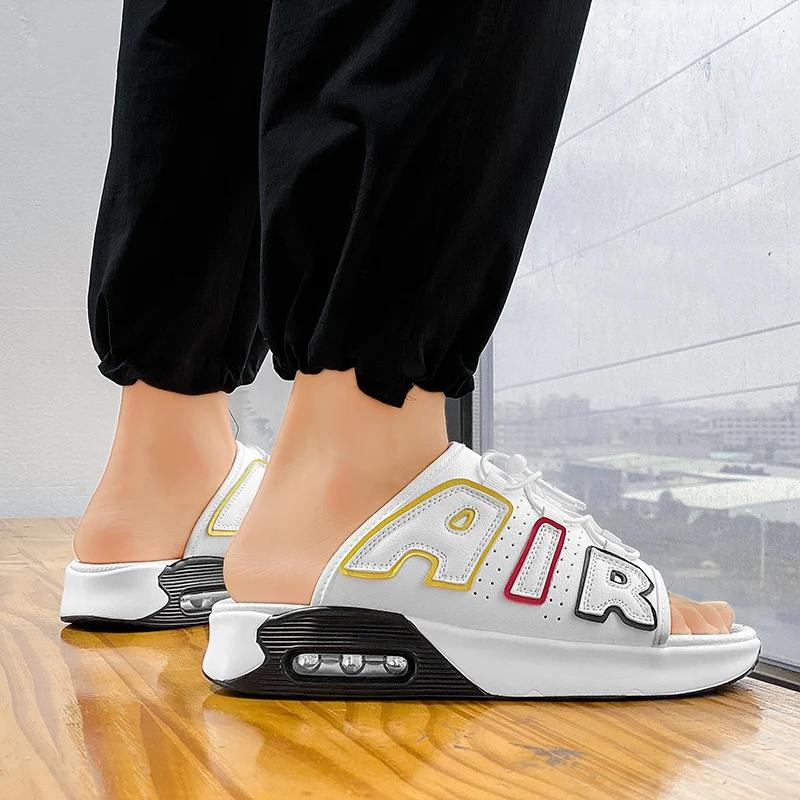 New Latest Summer Leisure Air Cushion Anti Slip Men's Sandals Outdoor Versatile Fashion Artificial Leather Beach Shoes Size39-44