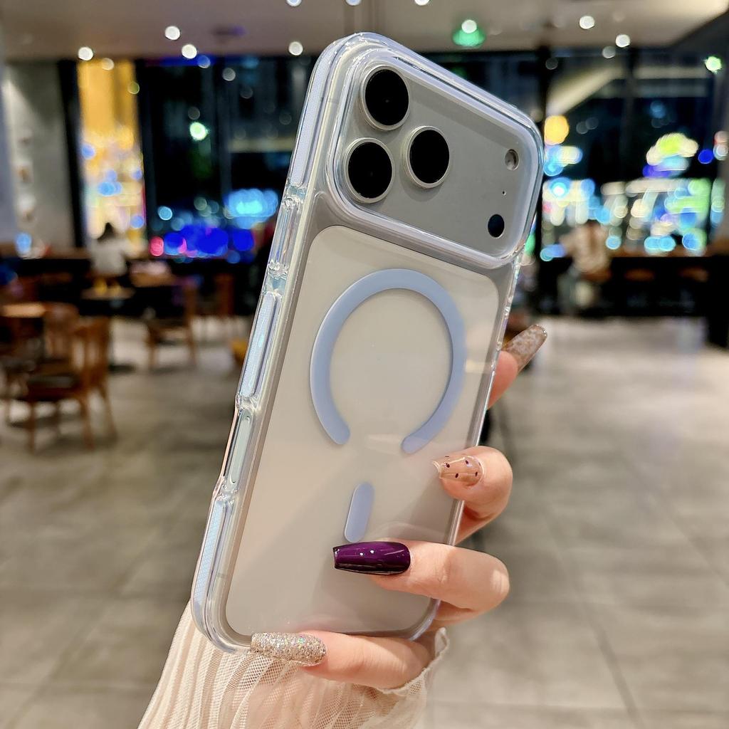 iPhone 17 Pro Max Ice Crystal Two-Tone Magnetic Transparent Drop-Proof Full Coverage Protective Case