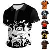 Men's Halloween Short Sleeve Shirt with Collar for Casual Holiday Wear