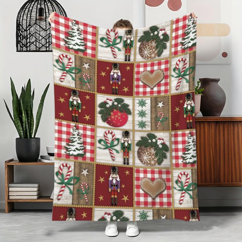 Christmas Tree Snowflake Print Throw Blanket soft textured blanket living room couch bedroom lounge space great Christmas gifts