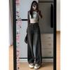 American Personalized Wide-leg Jeans for Women's Autumn and Winter New High-waisted Straight Tube Loose and Drape Floor-mopping Jeans Tide