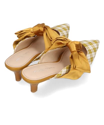 Oriental Traffic Women's Ribbon Pointed Toe Mule Pumps, Feminine and Easy To Match with Any Occasion, Size 41109 Beige, Size 24.0cm-24.5cm