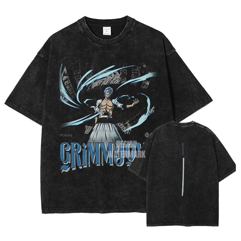 Anime Bleach T-Shirt Oversized Retro Washed Ki Kenpachi T-Shirt Retro Harajuku Ichigo Ruki S