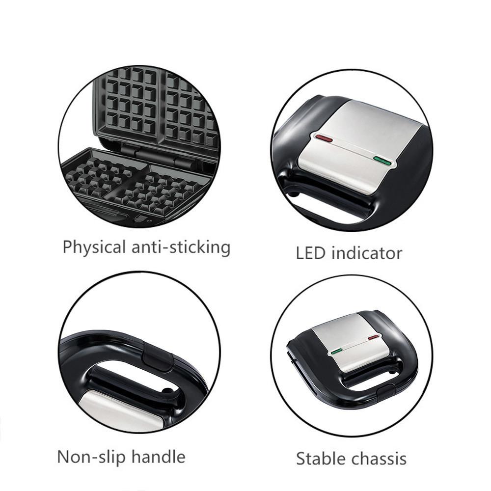 750W 8-i-1 Elektrisk Smørbrødmaskin Husholdnings Multifunksjonell Vaffeljern Kjøkkenprosessering Frokostmaskin