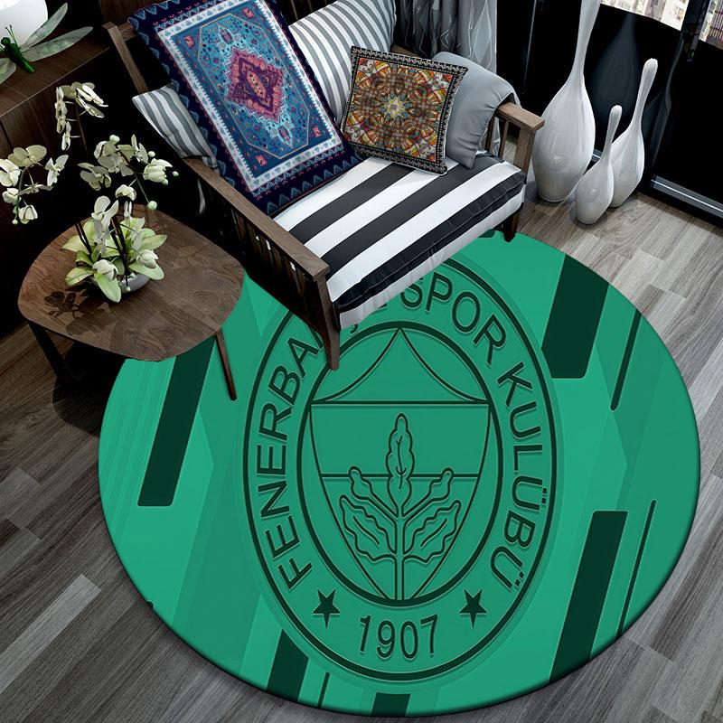 Runder Teppich im Fenerbahce-Muster, Teppich für Wohnzimmer, Schlafzimmer, Spielzimmer, Rutschfeste Bodenmatte, Feiertagsgeschenke und Geburtstagsgeschenke.
