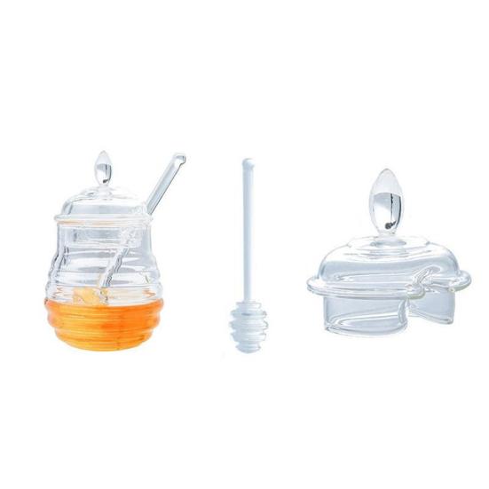 245ML Honey Transparent Pot Juice Syrup Jam Jar Bottle Storage with Stirring