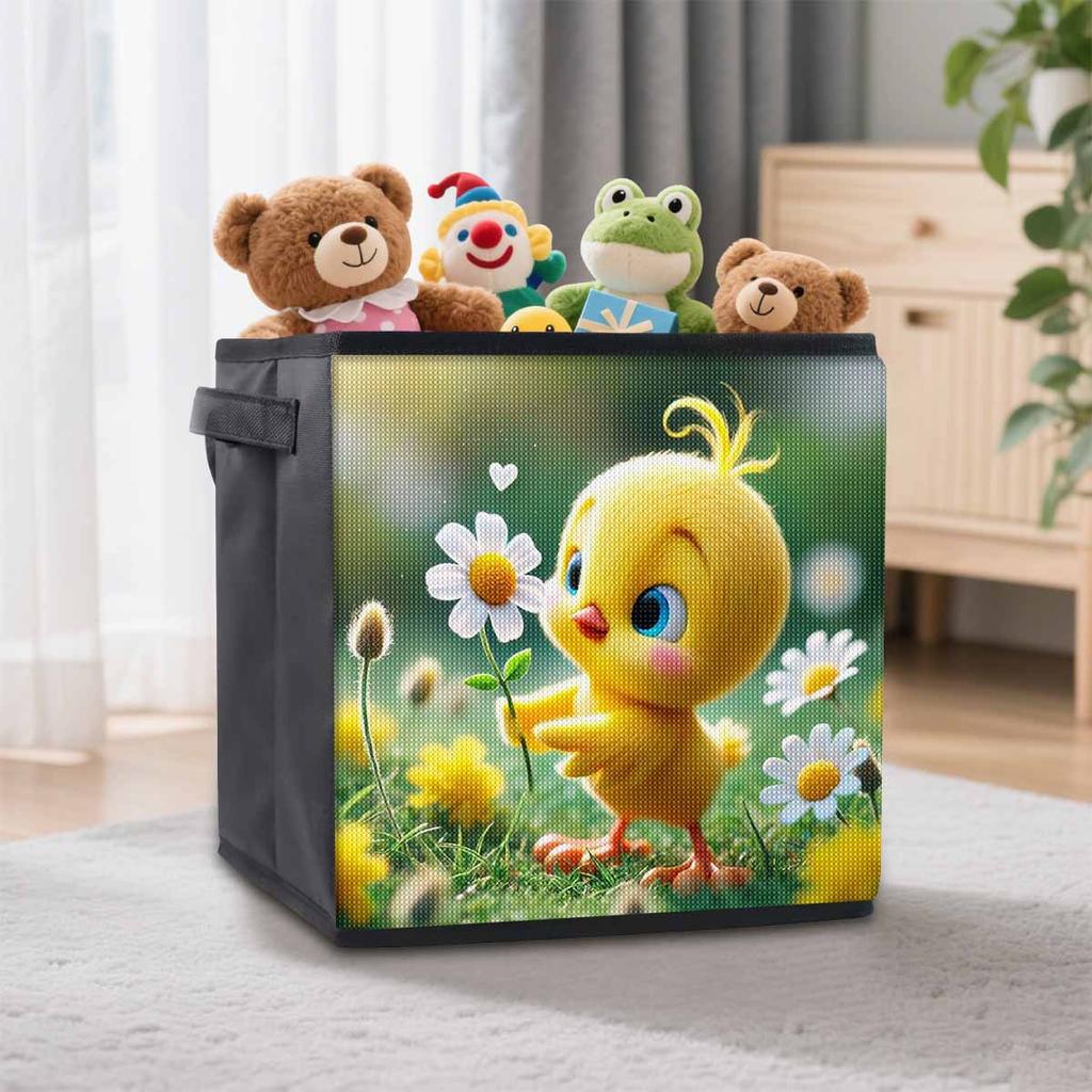 Little Yellow Chicken and Flower 5D Diamond Painting Storage Basket Full Round Drill Mosaic Diamond Embroidery Cross Stitch Kits Home Decor Home Decor