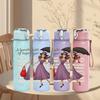 1PC Lady Umbrella Walking Painting 750ml Color Plastic Sports Water Bottle Leakproof Flip Straw Lid For Sports Office Home Use