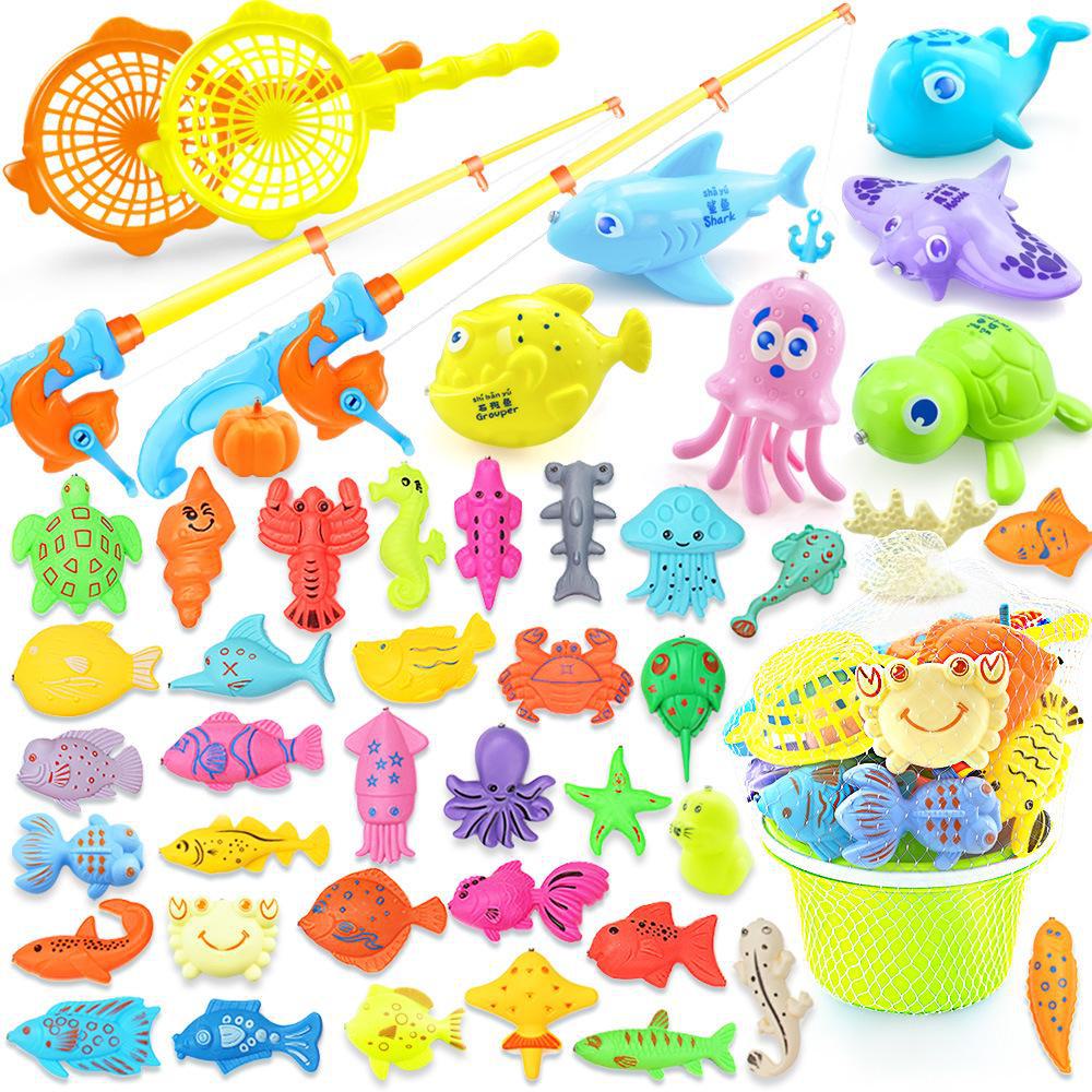 Magnetic Fishing Toy Set for Kids: Luminous Fish, Rod, Hook, and Net Bag for Water Play
