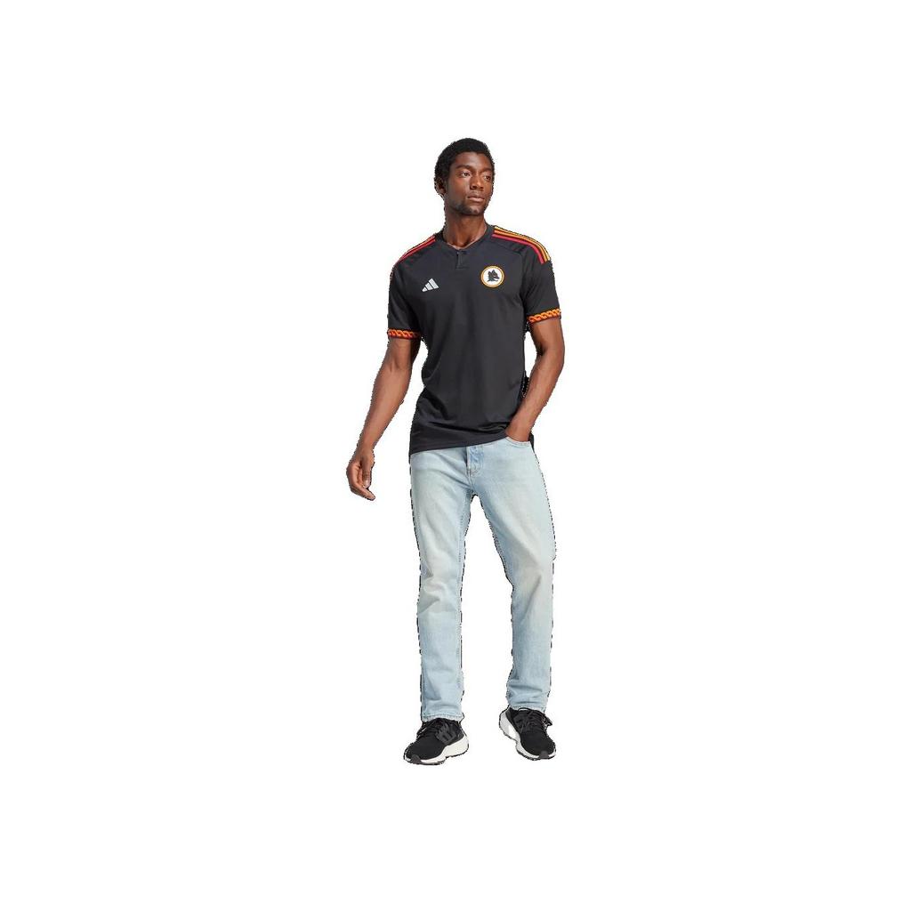 adidas Maglia a Maniche Corte con Collo Polo e Vestibilità Ampia con Stampa Logo Uomo Top Nera IK7170