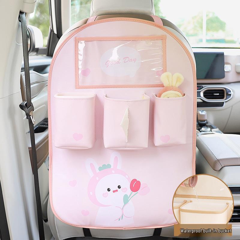 

Car Seat Organizer: Multi-functional Storage Box, Tissue Holder, Hanging Trash Can, Backseat Kick Mat, Hanging Bag.