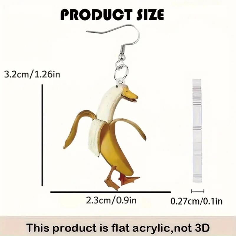 New Design Playful Duck Shaped Banana Earrings Vibrant Acrylic Jewelry Humorous Accessory For Casual Or Party Outfits