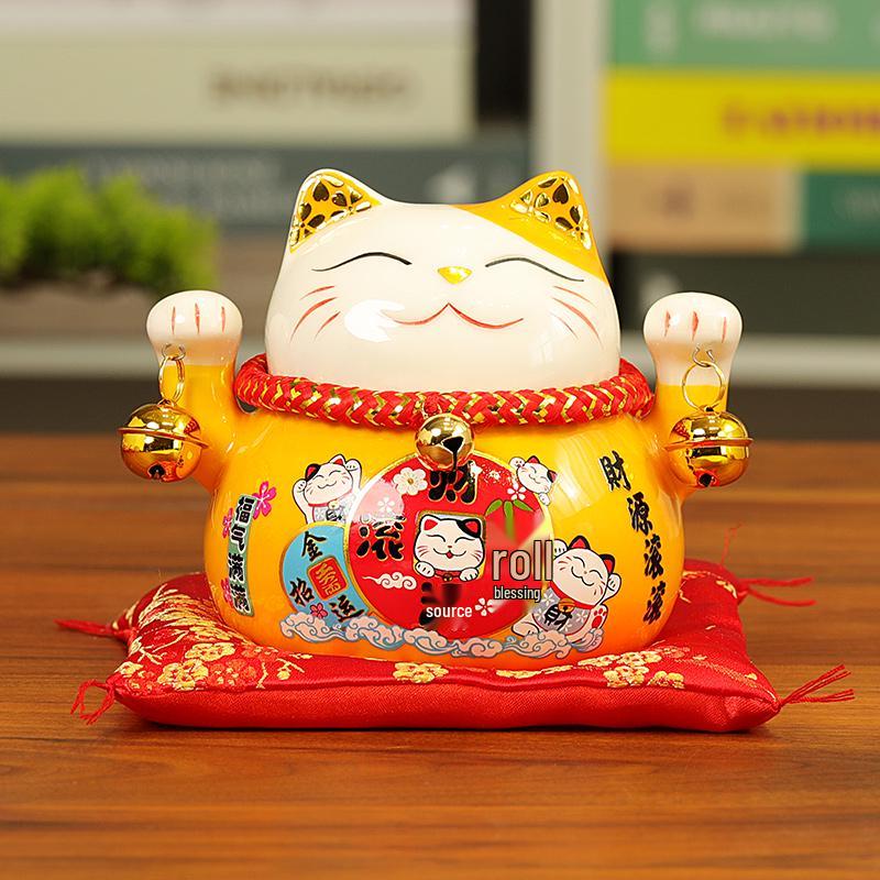 Large Ceramic Lucky Cat Ornament: Creative Piggy Bank & Home Decoration Gift