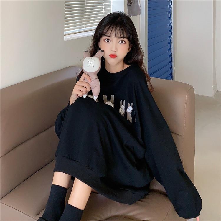 Women’s 2026 Korean Style Loose Hoodie – Long Sleeve, Versatile Round Neck Jacket for Spring/Autumn