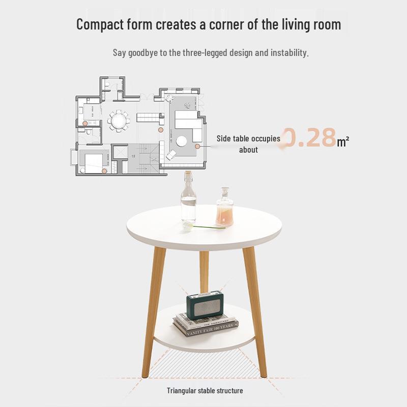Compact Movable Sofa Side Table: Coffee Table & Storage Rack for Small Spaces, Bedroom, or Rental Room
