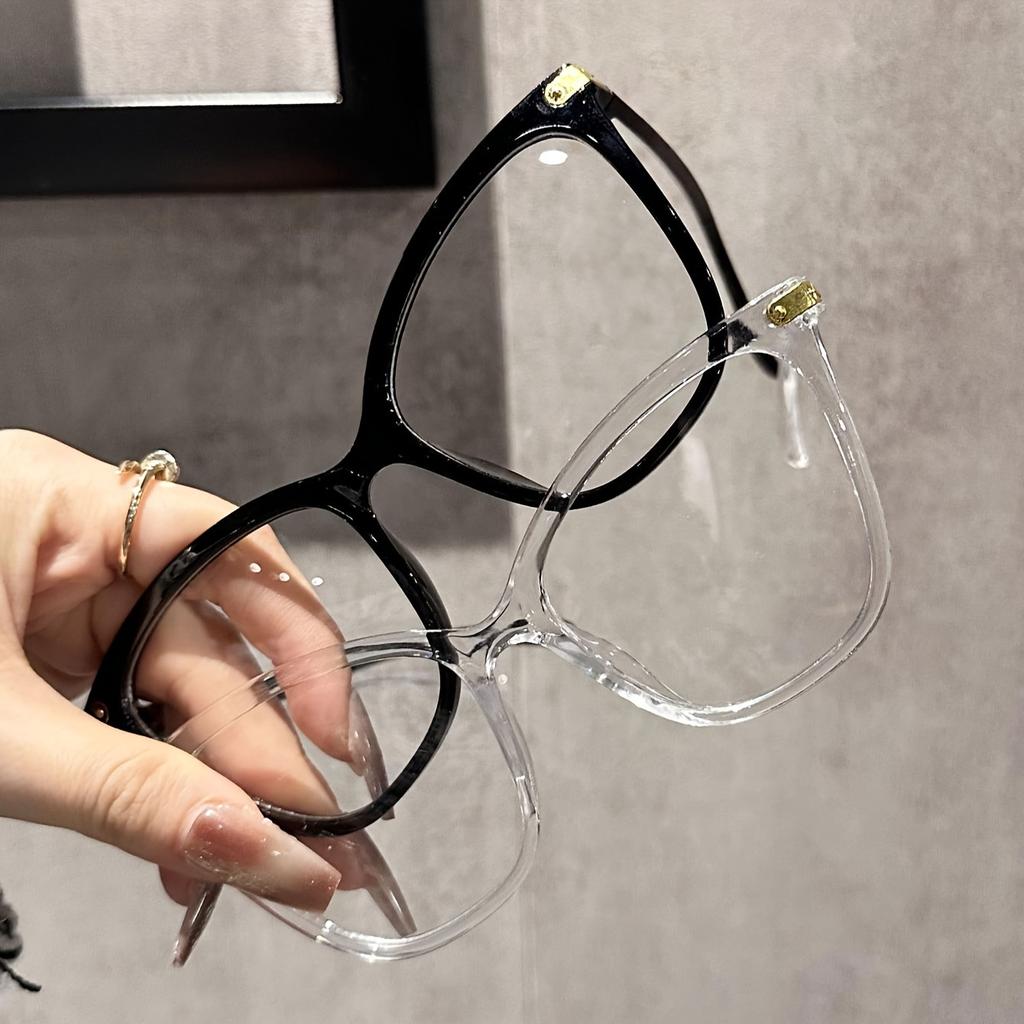 2PCS Plastic Fashion Cat Eye Frame Women Clear Glasses For Daily Life Men Eyewear Take Photo Clothing Accessories.