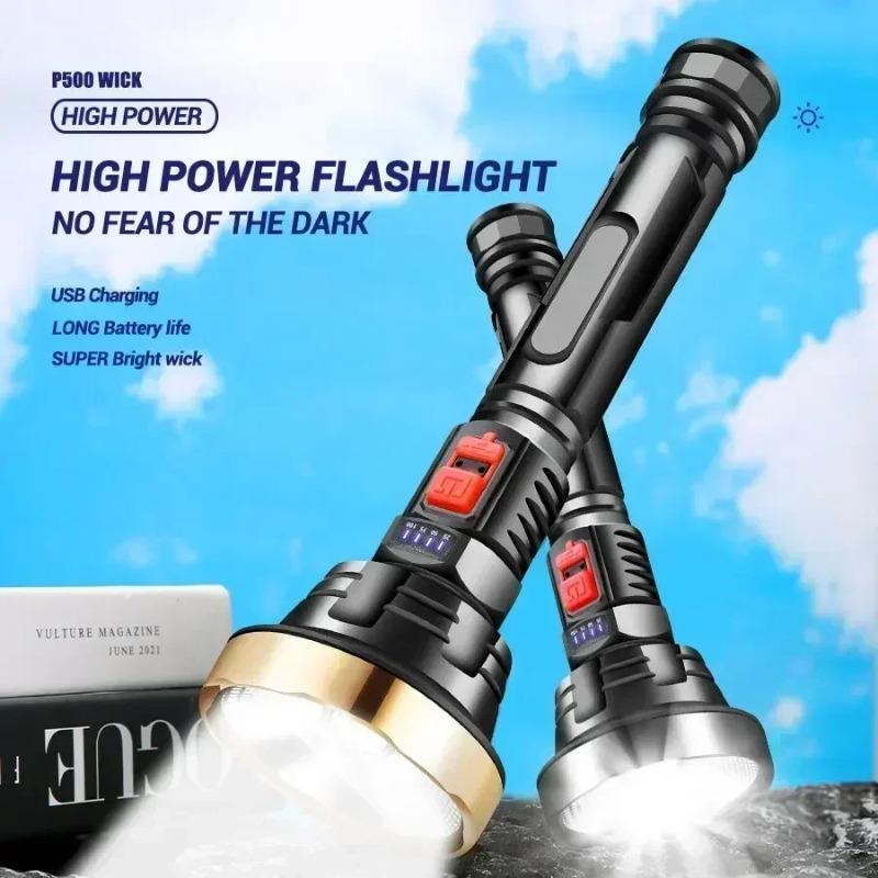 USB Rechargeable Flashlight Highlight Powerful LED Flashlight Outdoor Super Bright Portable Lighting LED Camping Light Travel