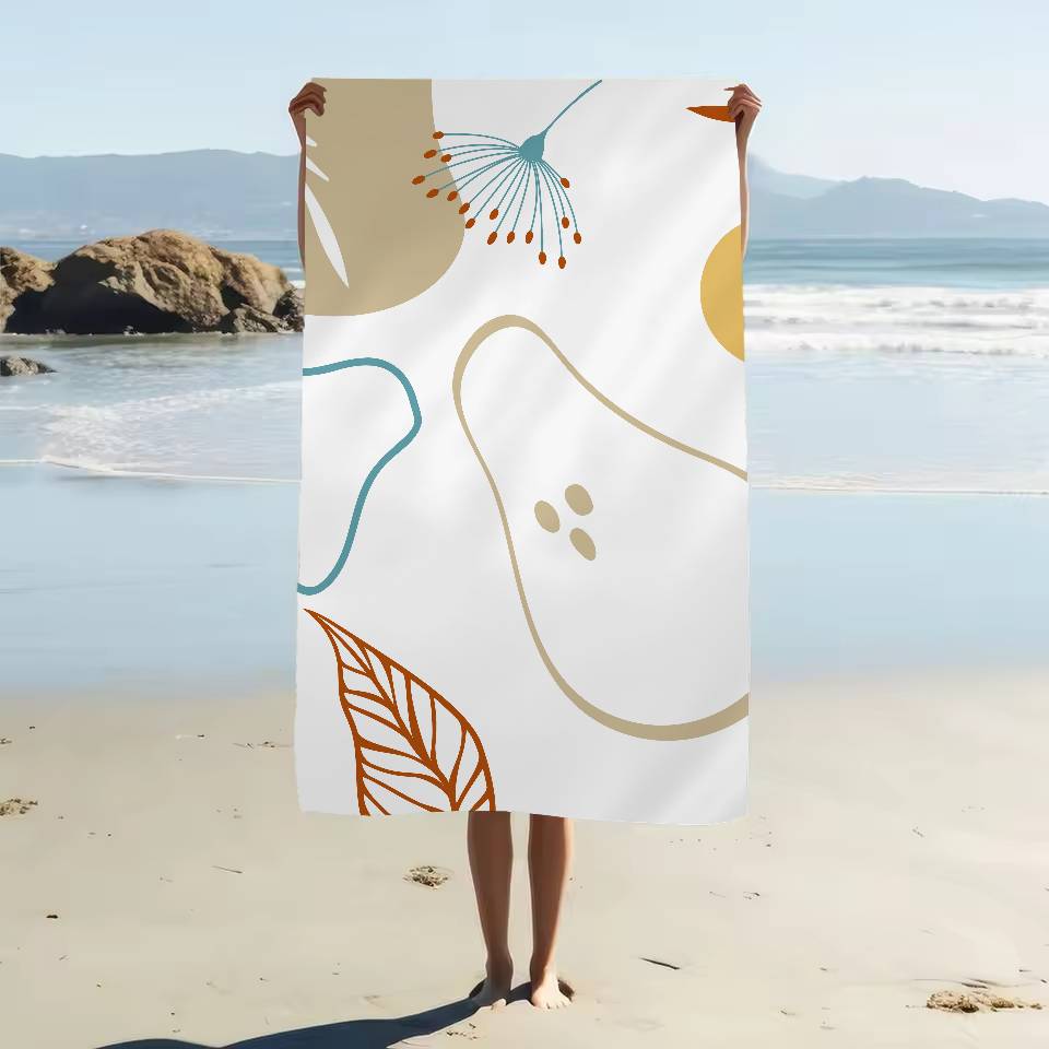 

Plant Leaf Pattern Print Microfiber Blanket Quick Drying Beach Towels Oversized Printing Super Absorbent Pool Towel Blanket W30*H60(CM)