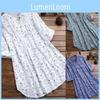 Stylish Women V-neck Long Sleeve Flower Print Linen Shirt Ladies Casual Loose Blouse Top