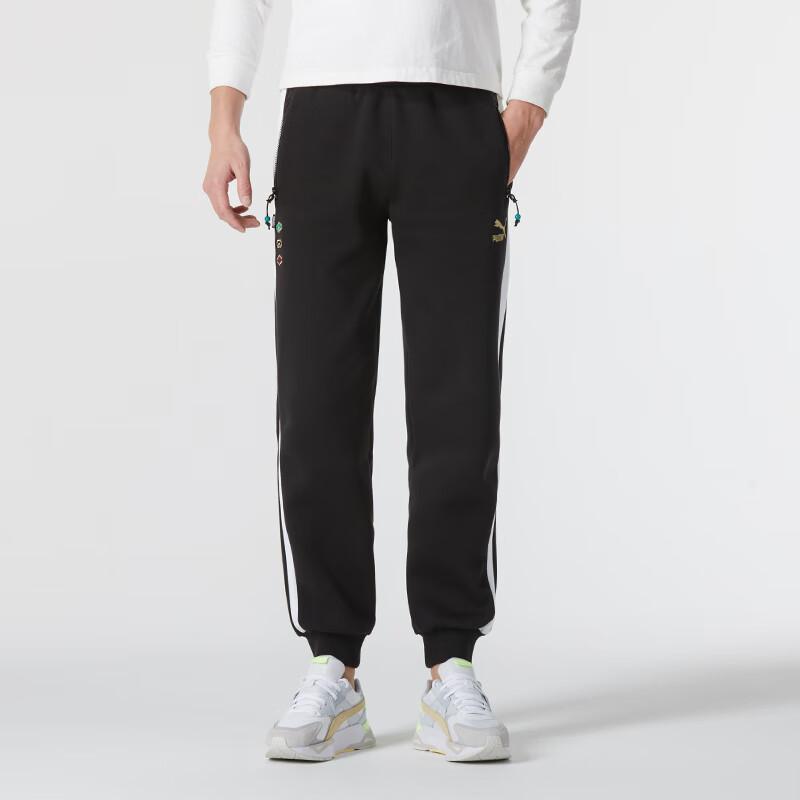 Puma Cny Year Of The Dragon Series Color Block Elastic Waist Running Fitness Training Knitted Pants Unisex Pants Black 625835-01