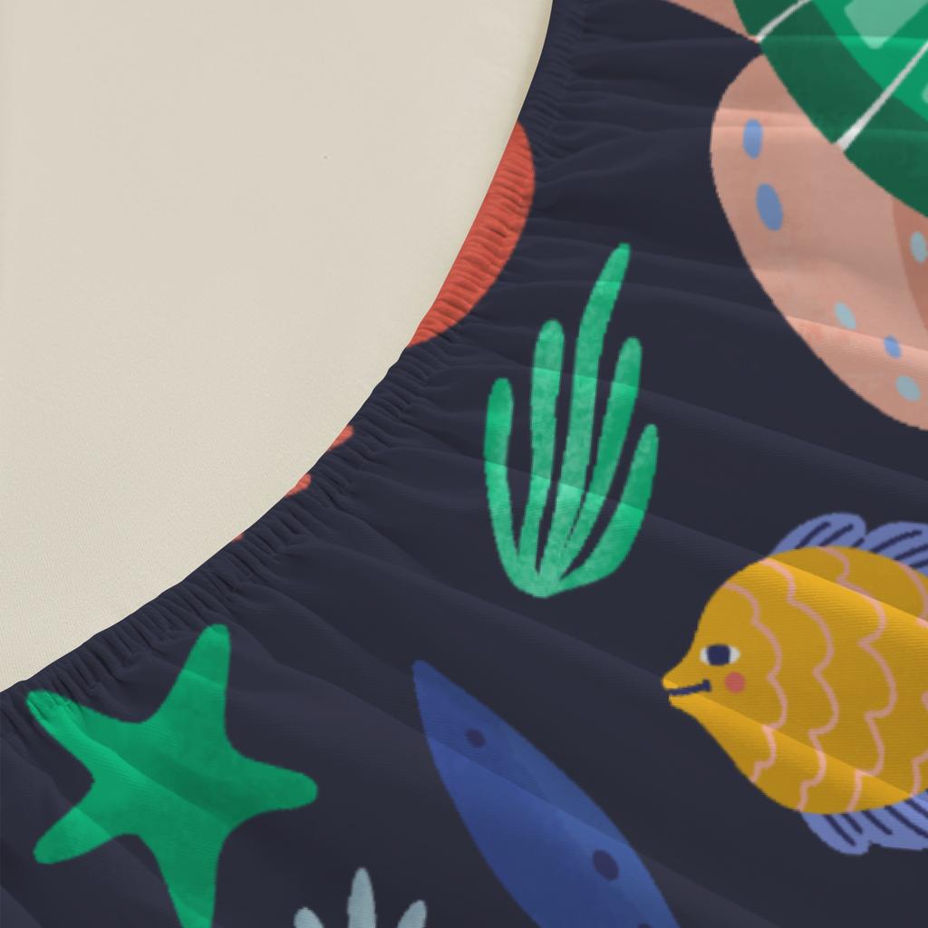 3pcs 100% Polyester Fitted Sheet Vibrant Playful Cartoon Style Set Sea Creatures Pattern Print Design Bed Sheet With Pillowcases