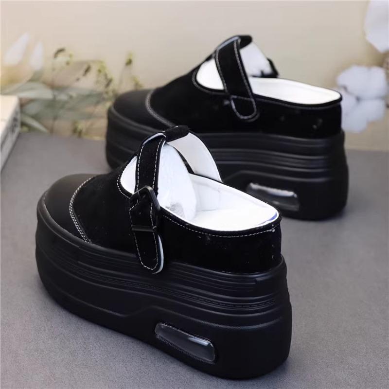 Fashion 12CM Genuine Leather Fashion Height Increasing Ladies Platform Wedge Fashion Slippers Women Slip On Casual Females Shoes