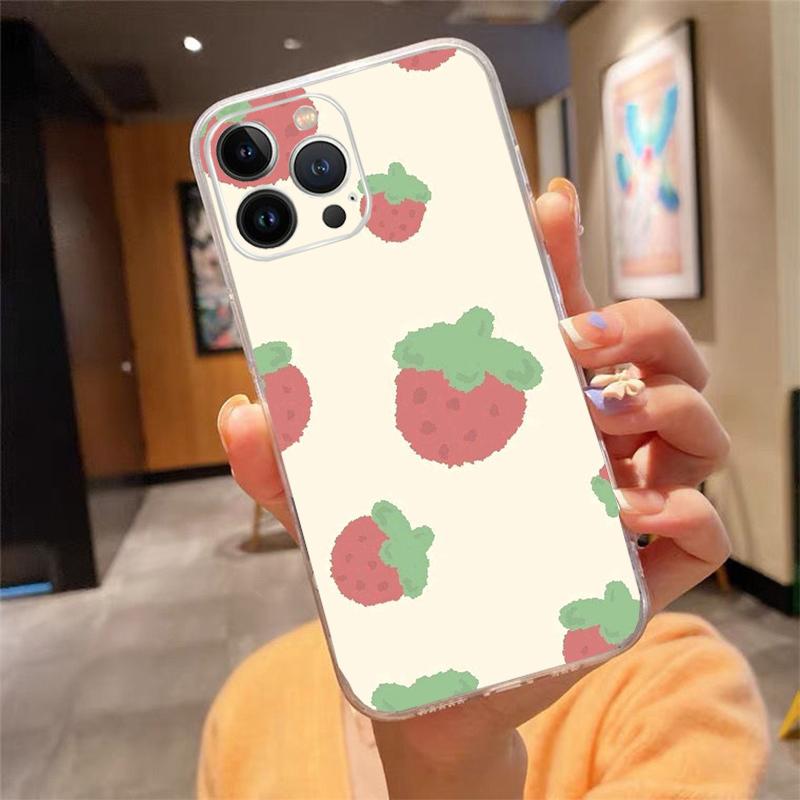 Strawberry Cat Cartoon Phone Case For Iphone 17ProMax 17 Pro Air 16 15 14 13 Pro Max 16 15 14 13 Pro 15Plus