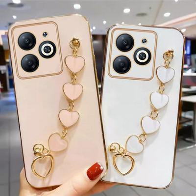 Custodia per telefono con placcatura e cinturino da polso per Tecno Spark 20 20c 10 Pro 10C 9T 9 8T 8C Spark Go 2024 7 Pro 6 Air morbida sottile con bracciale
