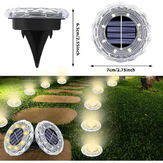 4/8/16PCS Solar Lights Outdoor 8 LED Solar Underground Lamp Spotlight Warm White Solar Buried Light for Yard Garden Lawn Pathway