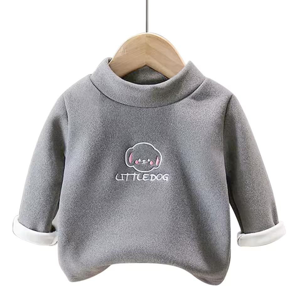 Unisex Fleece-Lined Animal Sweatshirt Base Layer Warm Cozy Children's Outerwear for Autumn Winter Girls Cute Animal Print Tops