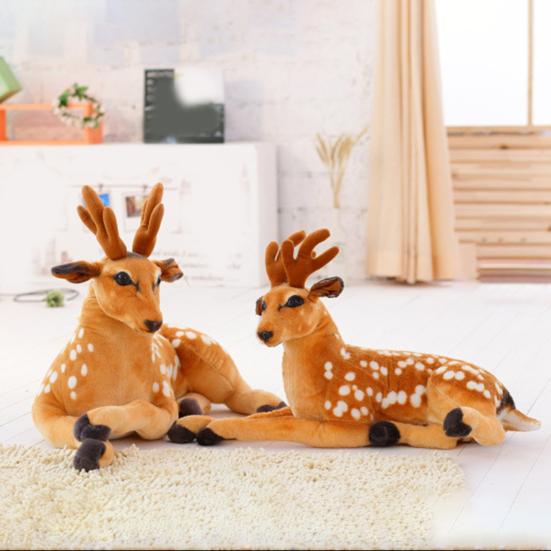 Plysj Hjort Leketøy Myk PP Bomullsfyll Simulering Dyredokke Jul Elg Dekorasjon for Hjem Kontor Barnerom