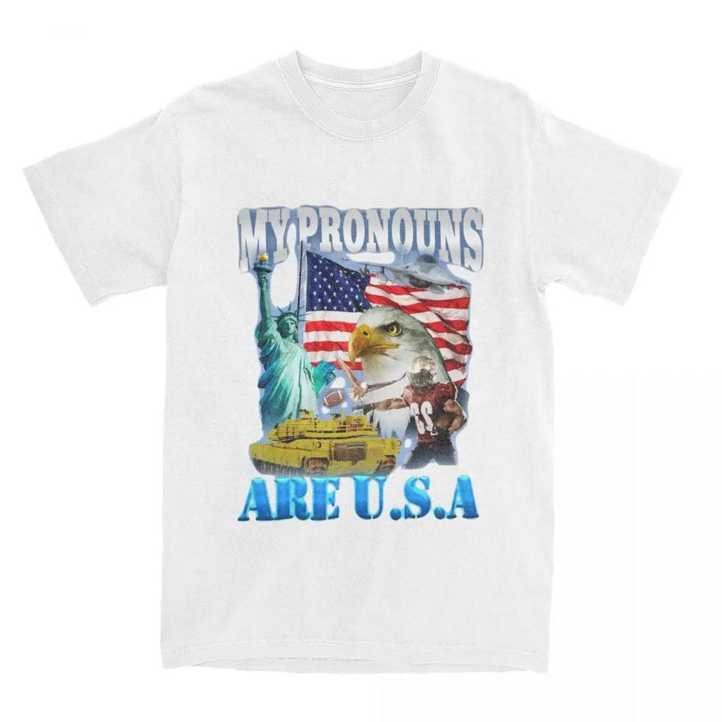 My Pronouns Are USA Funny Meme for Men Women T Shirt United States American Apparel Leisure Tee T-Shirts Cotton Clothes