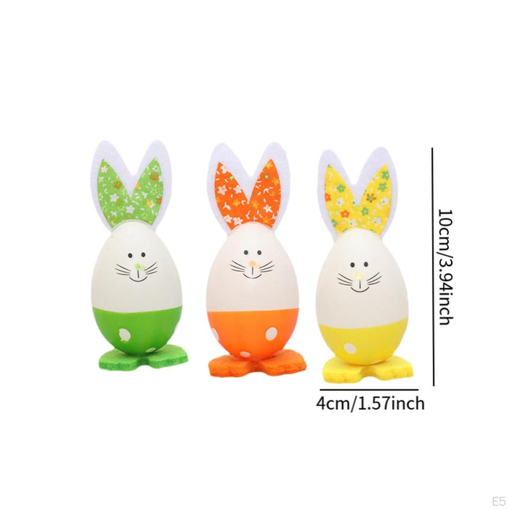 3 Pieces Easter Eggs Adornments Cute Party Favors Decoration Decorative Rabbit Figurines