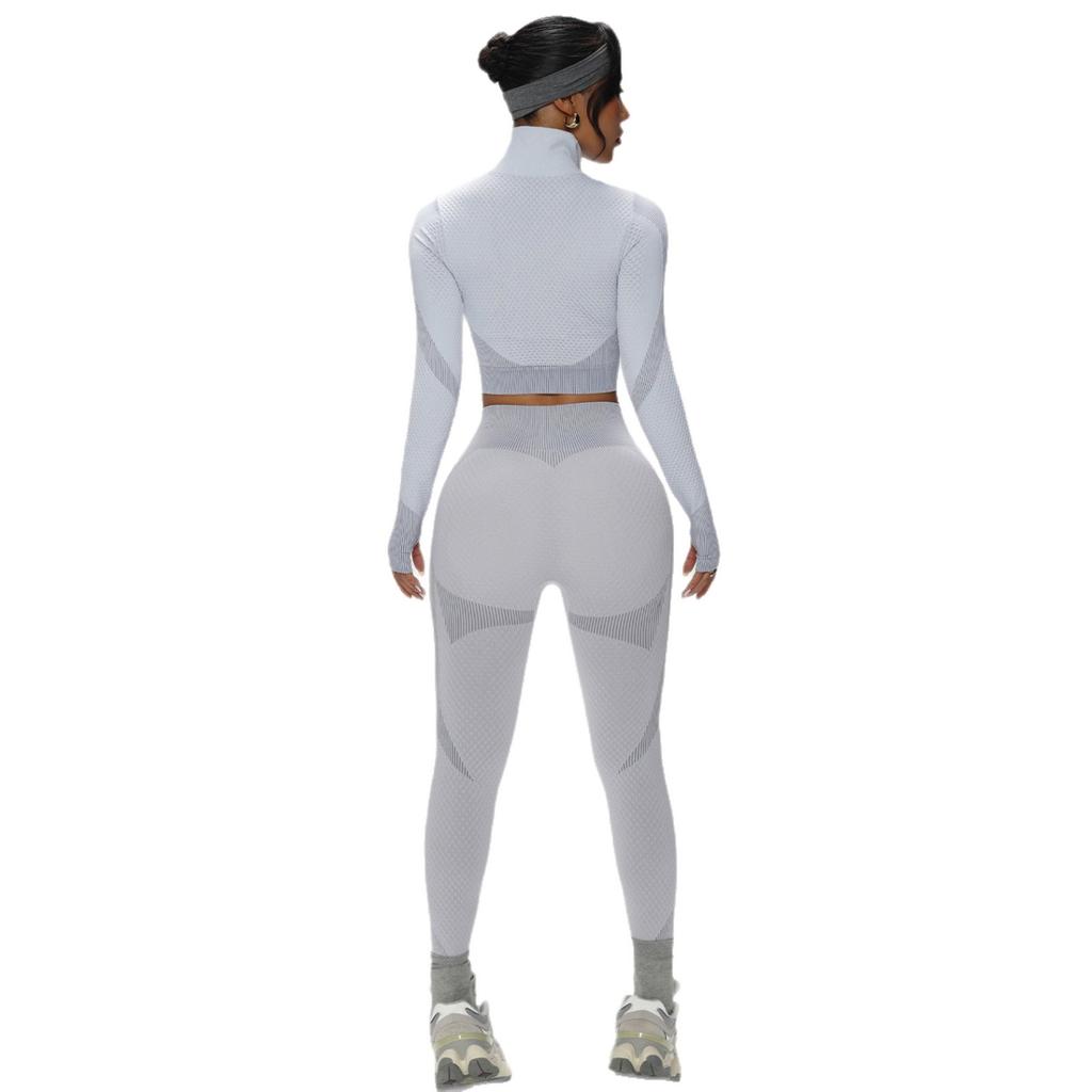 JYL Seamless Quick Dry Long Sleeve Pants Plus Size Yoga Set
