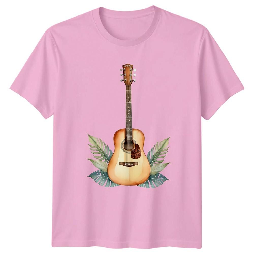 Acoustic Guitar Music Tee Tropical Leaves Unisex Unisexs Graphic TShirt InstruUnisext