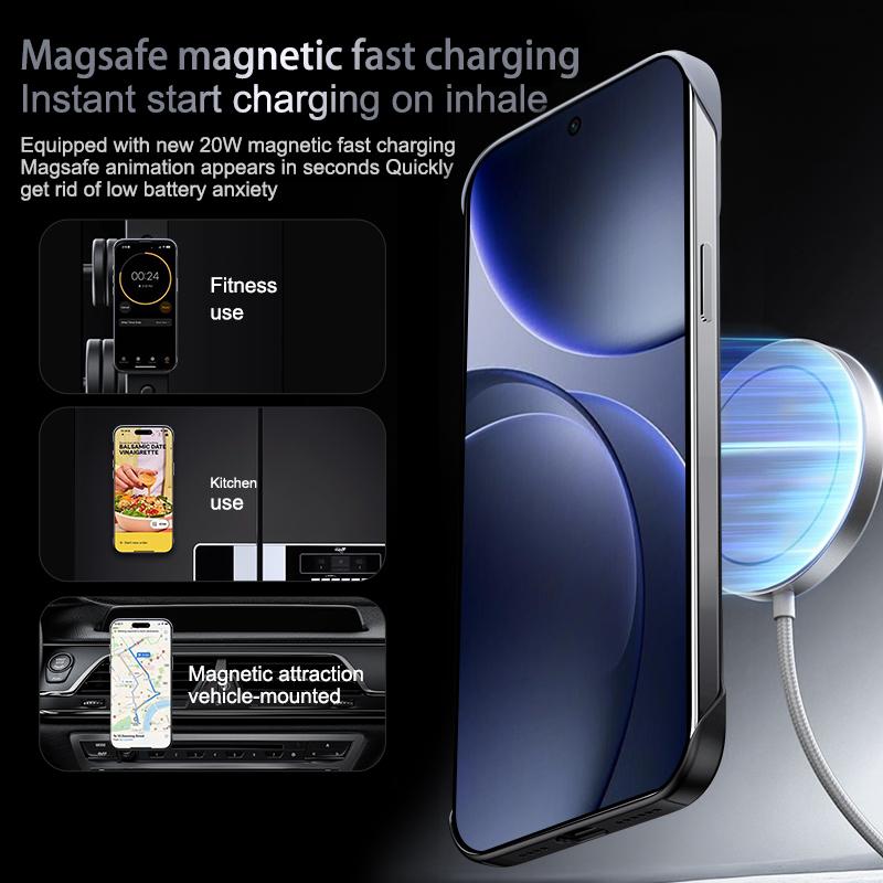 Matte Gradient Metallic Paint for Magsafe Magnetic Phone Case for OPPO Find X9 X9Pro Reno 15Pro Wireless Charge Borderless Cover