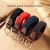 Women's Solid Color Elastic Canvas Belt with Pin Buckle