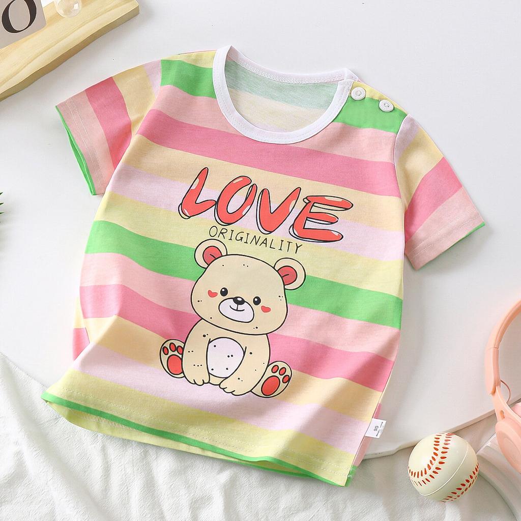 Children's short sleeved T-shirt with fashionable cartoon print theme, a gift for children