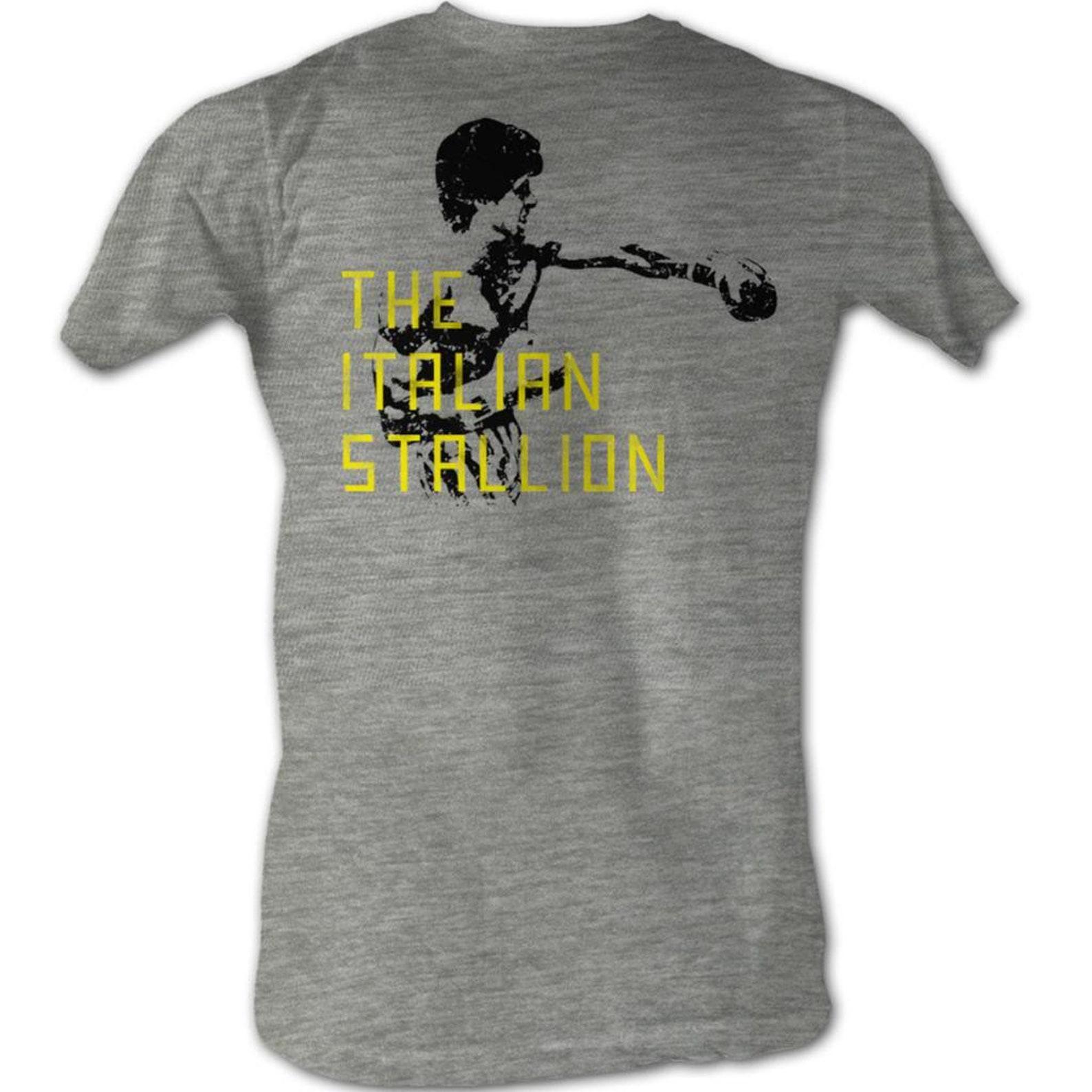 Rocky The Staillion Block Text Gray Heather T-Shirt 2XL