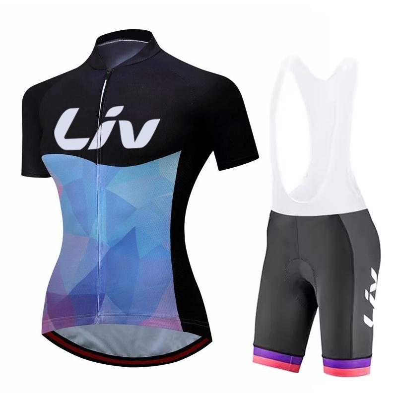 Women's Summer Cycling Jersey New Short Sleeved Cycling Suit Set Sports Shirt Quick Drying Jacket Cycling Bib with Cushion